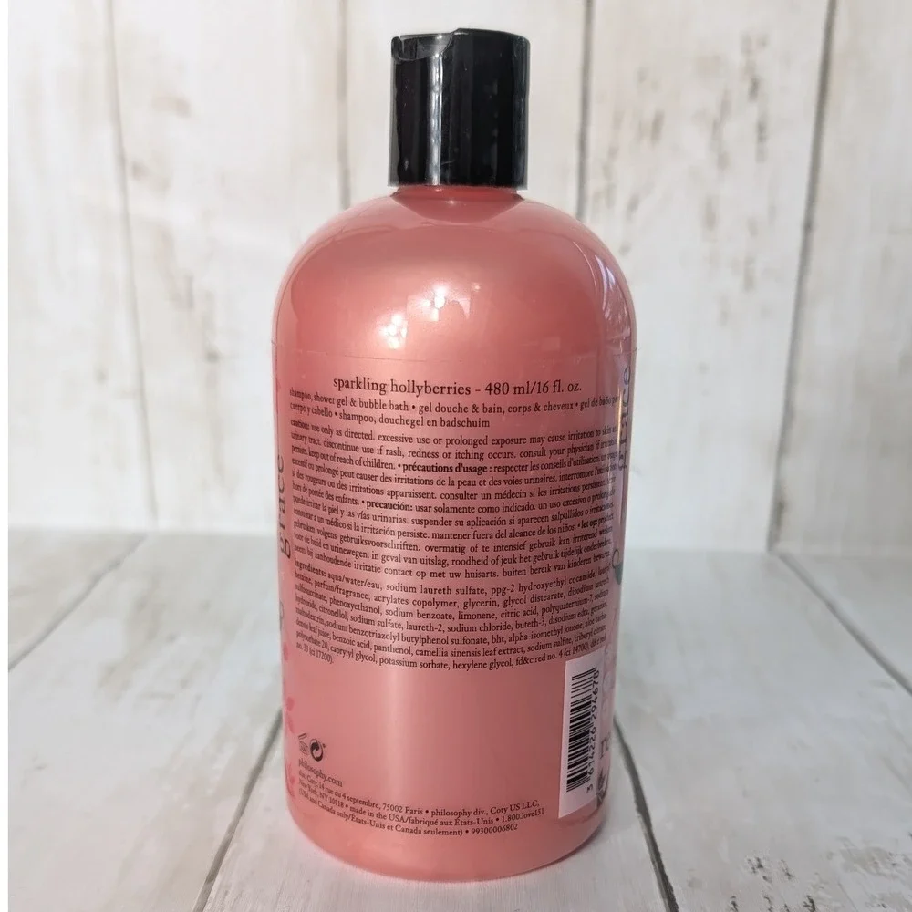 Philosophy Sparkling Hollyberries Shampoo Shower Gel Bubble‎ Bath 16oz SEALED
